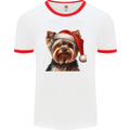 Christmas Yorkshire Terrier Dog Xmas Yorkie Mens Ringer T-Shirt White/Red