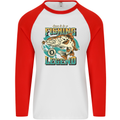 Fishing Legend Funny Fisherman Mens L/S Baseball T-Shirt White/Red