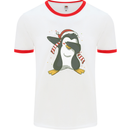 Christmas Dabbing Penguin Funny Xmas Mens Ringer T-Shirt White/Red