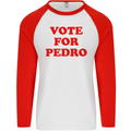 Vote For Pedro Mens L/S Baseball T-Shirt White/Red