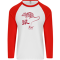 Chinese Zodiac Shengxiao Year of the Rat Mens L/S Baseball T-Shirt White/Red