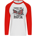 Come on Dude Let's Rock Trainers Mens L/S Baseball T-Shirt White/Red