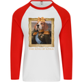 Beagle King Funny Dog Mens L/S Baseball T-Shirt White/Red