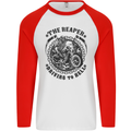 Grim Reaper Motorbike Motorcycle Biker Mens L/S Baseball T-Shirt White/Red