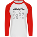 Funny Camping Weiner Mens L/S Baseball T-Shirt White/Red