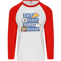 Gaming Eat Sleep Game Respawn Gamer Arcade Mens L/S Baseball T-Shirt White/Red