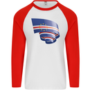 Curled Cape Verde Flag Verdean Day Football Mens L/S Baseball T-Shirt White/Red