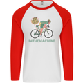 Cycling I'm the Machine Cyclist Funny Mens L/S Baseball T-Shirt White/Red