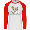 Cycling I'm the Machine Cyclist Funny Mens L/S Baseball T-Shirt White/Red