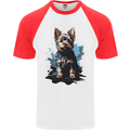 Yorkshire Terrier Splash Yorkie Dog Mens S/S Baseball T-Shirt White/Red