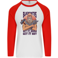 Blacksmiths Hit it Hard and Get it Hot Mens L/S Baseball T-Shirt White/Red