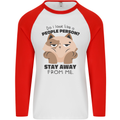 Do I Look Like a People Person Funny Cat Mens L/S Baseball T-Shirt White/Red