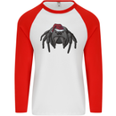 Christmas Tarantula Funny Xmas Hat Spider Mens L/S Baseball T-Shirt White/Red