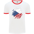 Torn Czechia Flag Czech Republic Day Football Mens Ringer T-Shirt White/Red