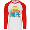 Sloth Nope Not Today Funny Lazy Mens L/S Baseball T-Shirt White/Red