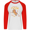 Anatomy of a Cow Funny Mens L/S Baseball T-Shirt White/Red