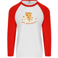 My Pizza Universe Funny Food Diet Mens L/S Baseball T-Shirt White/Red