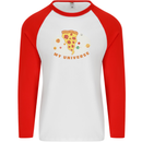 My Pizza Universe Funny Food Diet Mens L/S Baseball T-Shirt White/Red