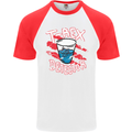 T-Rex Detector Funny Dinosaur Mens S/S Baseball T-Shirt White/Red