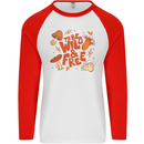 Wild & Free Mushroom Foraging Nature Mens L/S Baseball T-Shirt White/Red