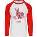 Chinese Zodiac Shengxiao Year of the Rabbit Mens L/S Baseball T-Shirt White/Red