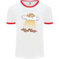 Bacon Abduction Funny Alien UFO Food Mens Ringer T-Shirt White/Red