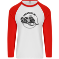 A Snowmobile Winter Sports Mens L/S Baseball T-Shirt White/Red