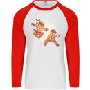 Ninjabread Men Funny Food Gym MMA Mens L/S Baseball T-Shirt White/Red