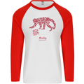 Chinese Zodiac Shengxiao Year of the Monkey Mens L/S Baseball T-Shirt White/Red