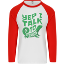 I Talk To Lizards Chameleons Bearded Dragons Mens L/S Baseball T-Shirt White/Red