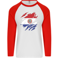 Torn Paraguay Flag Paraguayan Day Football Mens L/S Baseball T-Shirt White/Red