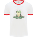 Yoga Frog Meditation Mens Ringer T-Shirt White/Red