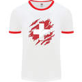 Torn Switzerland Flag Swiss Day Football Mens Ringer T-Shirt White/Red