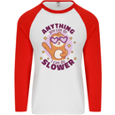 Sloth Anything I Can Do Slower Funny Mens L/S Baseball T-Shirt White/Red
