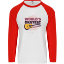 World's Okayest Guitar Player Funny Mens L/S Baseball T-Shirt White/Red