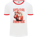 Black Santa Claus African Pride Christmas Mens Ringer T-Shirt White/Red