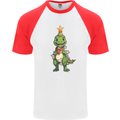 Cute Christmas T-Rex Funny Xmas Dinosaur Mens S/S Baseball T-Shirt White/Red