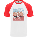 Petanque Balls Boules Bowls Mens S/S Baseball T-Shirt White/Red