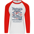 Motorcycle Legend Biker Motorcycle Chopper Mens L/S Baseball T-Shirt White/Red