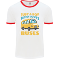 Just a Boy Who Loves Buses Bus Mens Ringer T-Shirt White/Red