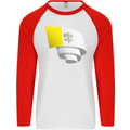 Curled Vatican Flag Mens L/S Baseball T-Shirt White/Red
