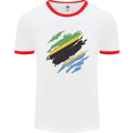 Torn Tanzania Flag Tanzanian Day Football Mens Ringer T-Shirt White/Red