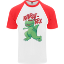 Karat-Rex Karate T-Rex Dinosaur Mens S/S Baseball T-Shirt White/Red