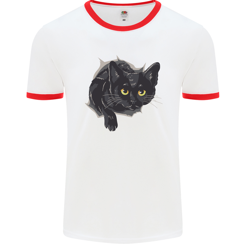 Cat Hole Mens Ringer T-Shirt White/Red