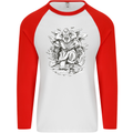 Viking Warrior Valhalla Odin Axe Gym God Mens L/S Baseball T-Shirt White/Red