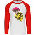 Mushroom Skull Toadstool Magic Gothic Mens L/S Baseball T-Shirt White/Red