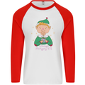 Always Hungry Elf Funny Christmas Food Xmas Mens L/S Baseball T-Shirt White/Red