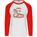 Tiny Dinosaur Funny Bearded Dragon Mens L/S Baseball T-Shirt White/Red