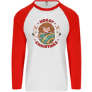 Funny Hoggy Christmas Hedgehog Mens L/S Baseball T-Shirt White/Red