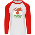 Torn Niger Flag Nigerien Day Football Mens L/S Baseball T-Shirt White/Red